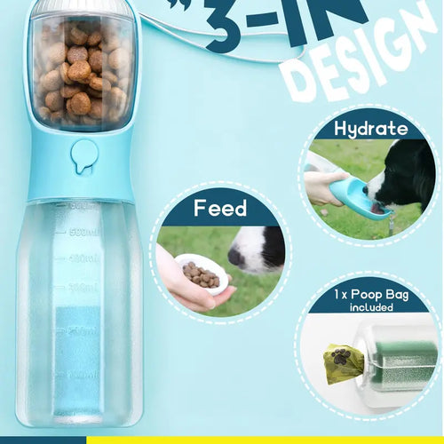 3-in-1 Pet Travel Water Bottle & Bowl