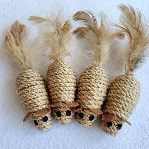 Sisal Mouse Cat Toys | Plush Catnip Mice Set